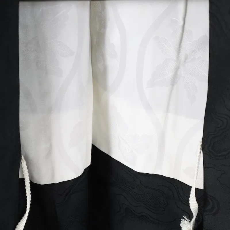 Black Haori（Japan used jaket)with All-Over Pattern (B342)