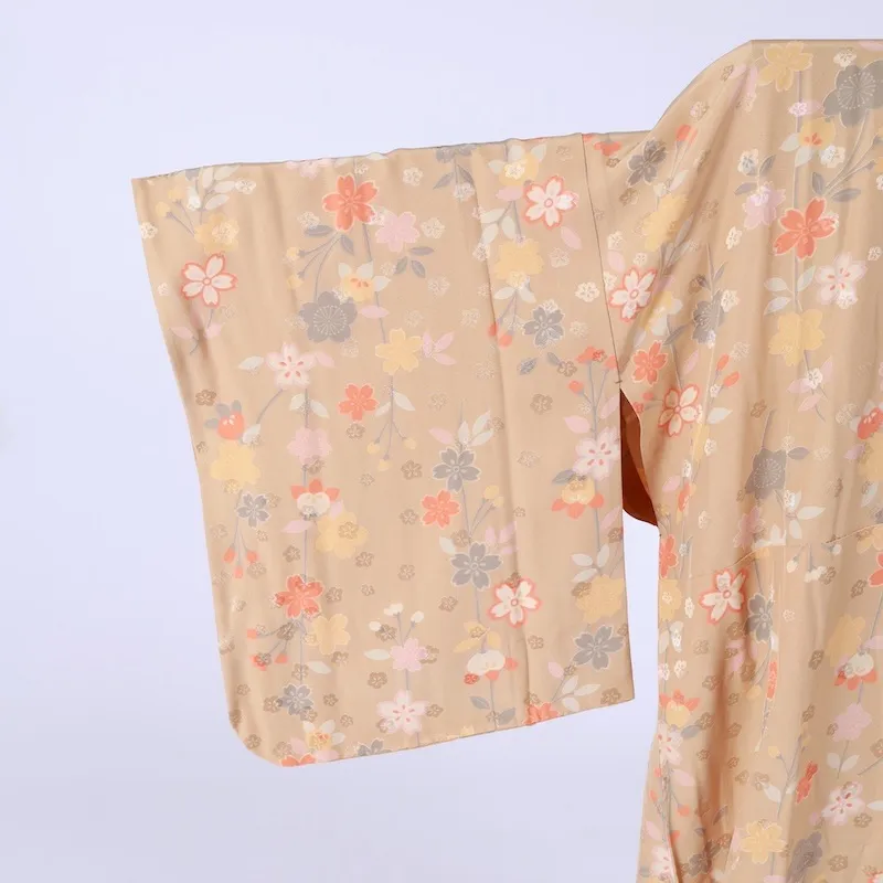 Nagajuban (used Under-kimono) – Yellow, Cherry Blossoms, and Plum Blossoms (A132)