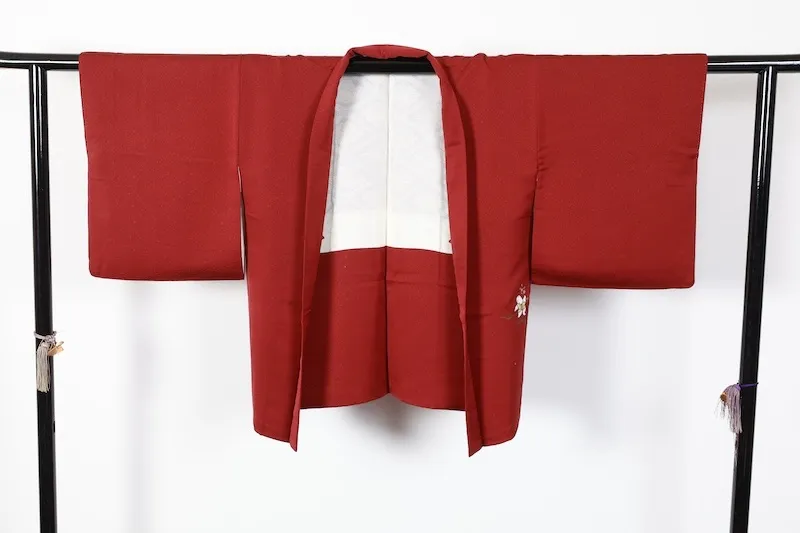 Japan used Haori Jacket – Dark Reddish-Brown, Gold, White, Green, Purple; Children Motif (T174)