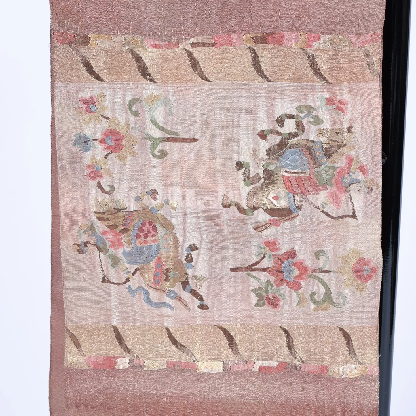 Fukuro obi used ( sash) - Gold, Rust Red, Blue - Taiko pattern - V29
