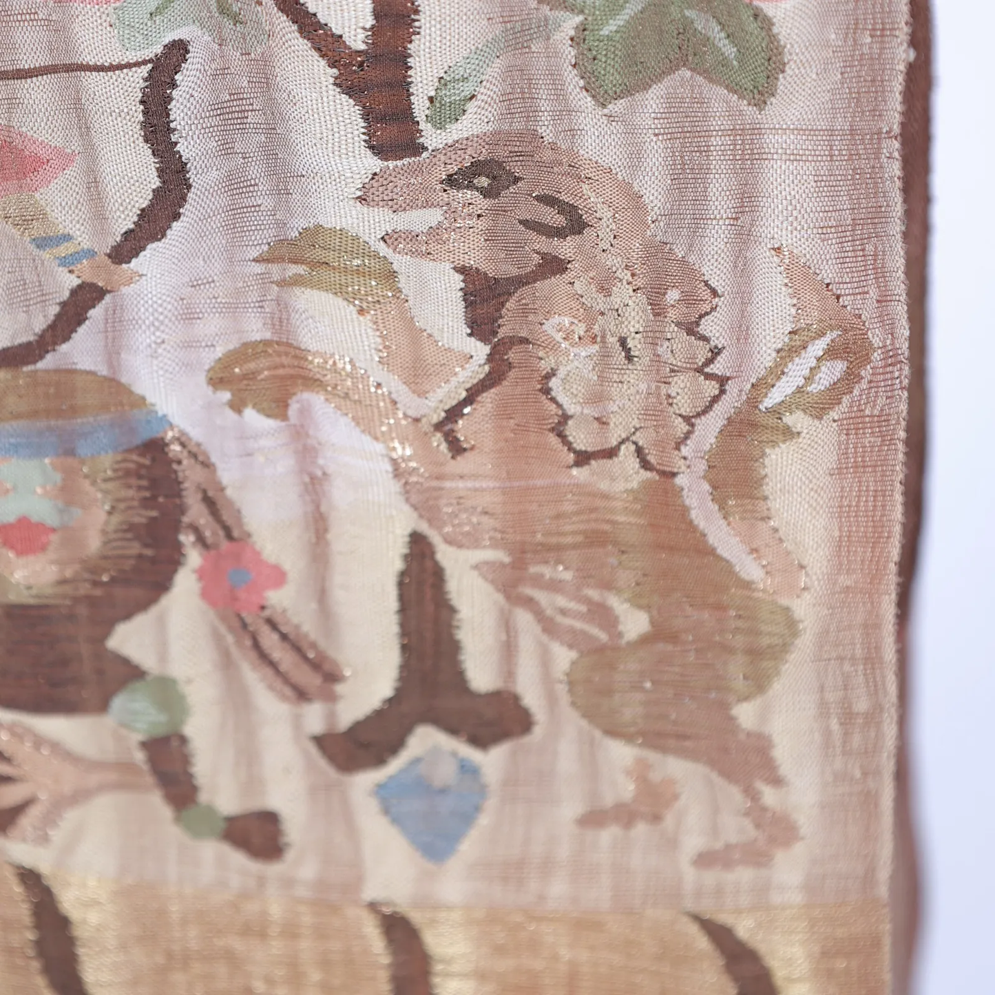 Fukuro obi used ( sash) - Gold, Rust Red, Blue - Taiko pattern - V29