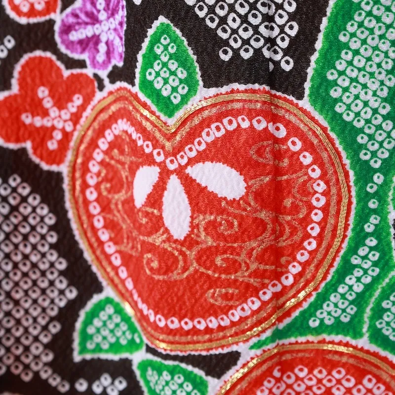 Girl's Yotsumi Pre-loved Kimono – Red, Purple, Yellow, Green, White; A142