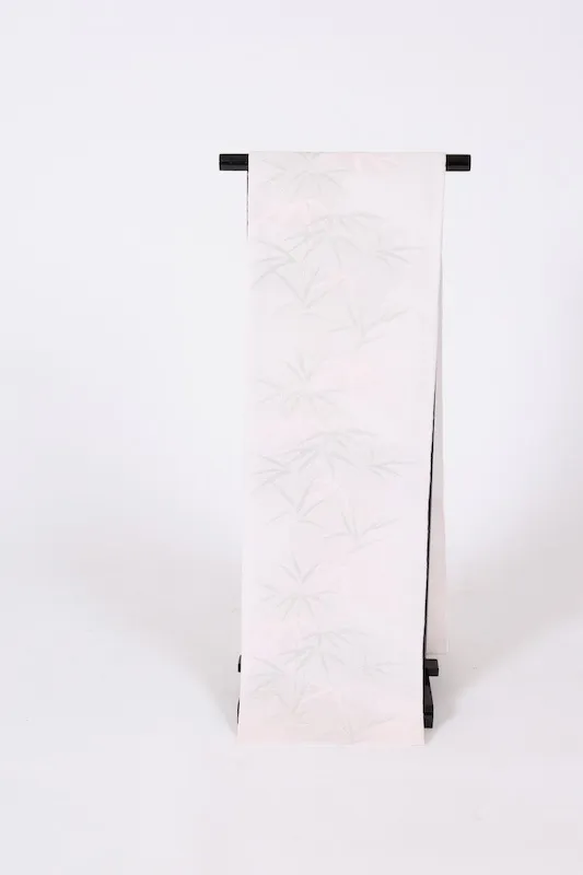 Summer obi used(sash) - Light pink, silver, bamboo pattern - L20