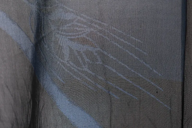 Summer kimono used, patterned gauze fabric, black and indigo, floral and geometric patterns, L66