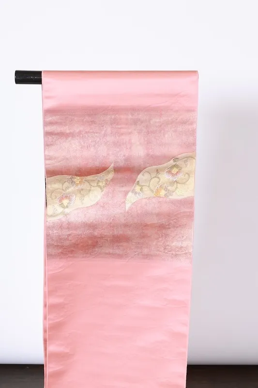 Nagoya Obi – Brand New, Unfinished (Unsewn) – Pink, Gold, Green, Purple – Swatow Embroidery – A414