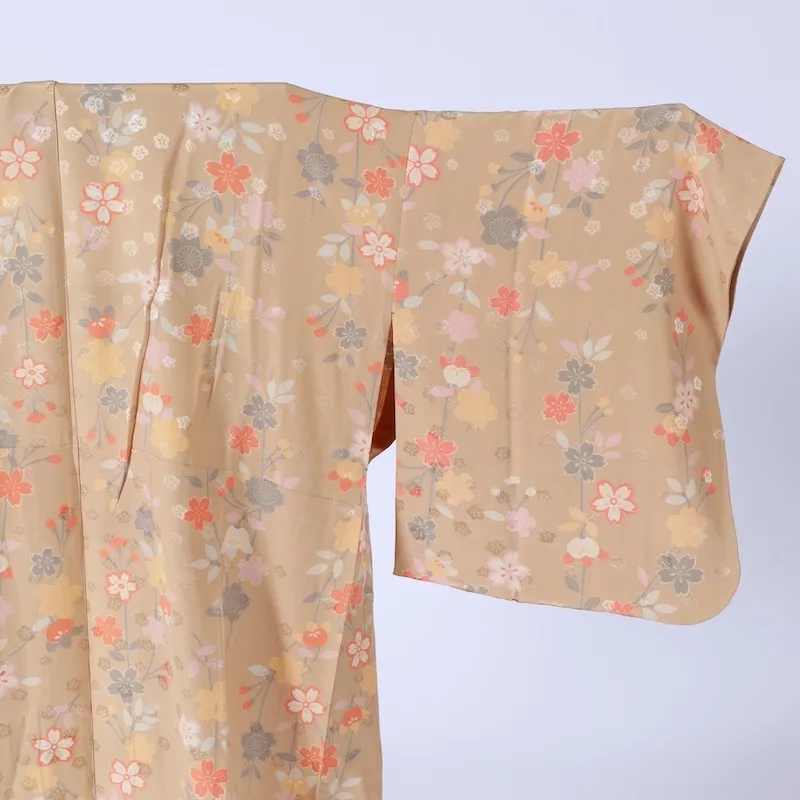 Nagajuban (used Under-kimono) – Yellow, Cherry Blossoms, and Plum Blossoms (A132)