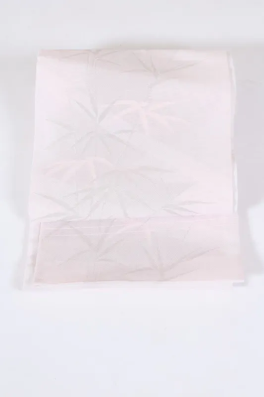 Summer obi used(sash) - Light pink, silver, bamboo pattern - L20