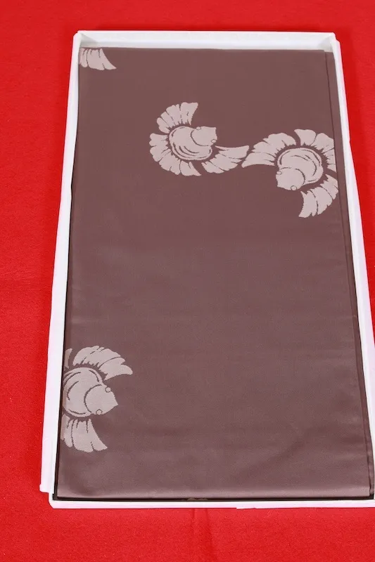 Fukuro obi used( sash), by Tsujimura Jusaburo, brown, Fukura Suzume B