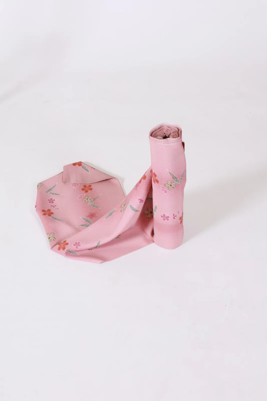 Komon fabric , brand new, unstitched. Pink, purple, moss green, gray, reddish-brown, gold, scattered cherry blossom petals. J34