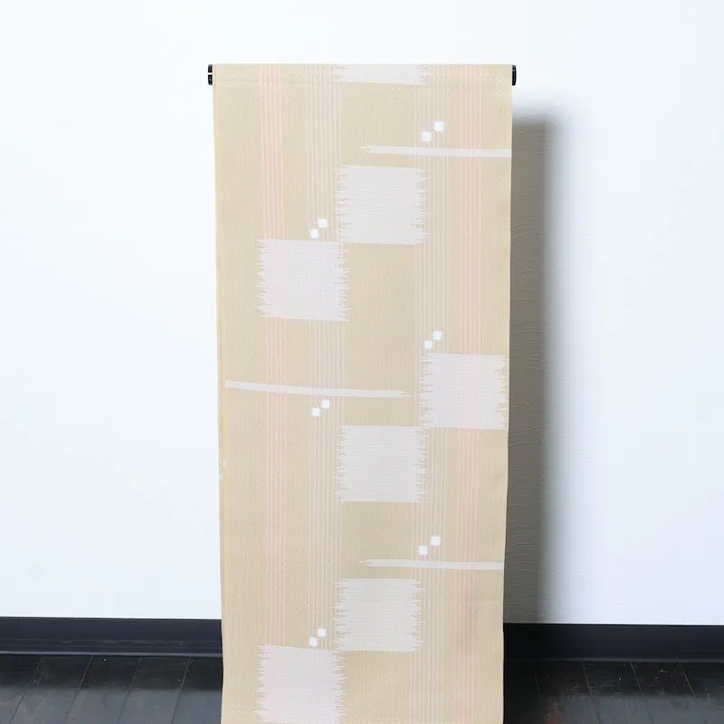 Japan kimono – Brand-new bolt of fabric – Beige, purple, pink, white – Abstract pattern (W22)