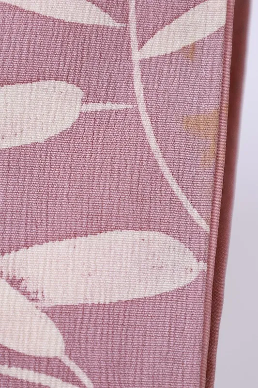 Japan used kimono pale purple and white, bamboo leaf motif, embroidery (B1388)
