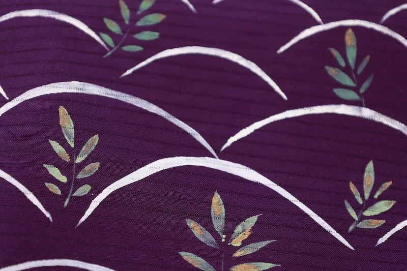 Summer Nagoya obi used(sash), ro-ha (leaf pattern), hand-painted, L14