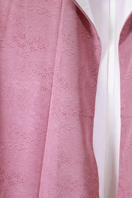 Edo Komon (used kimono fabric), purple and pink, floral and sharkskin pattern, tool carving, cone carving, B1374