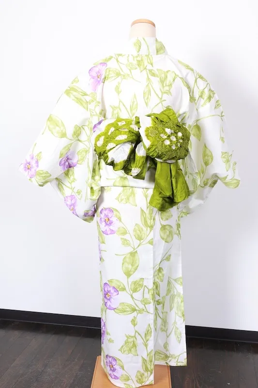 Yukata obi (used sash) - purple and white, kanoko shibori (fawn spot tie-dye) pattern, R66