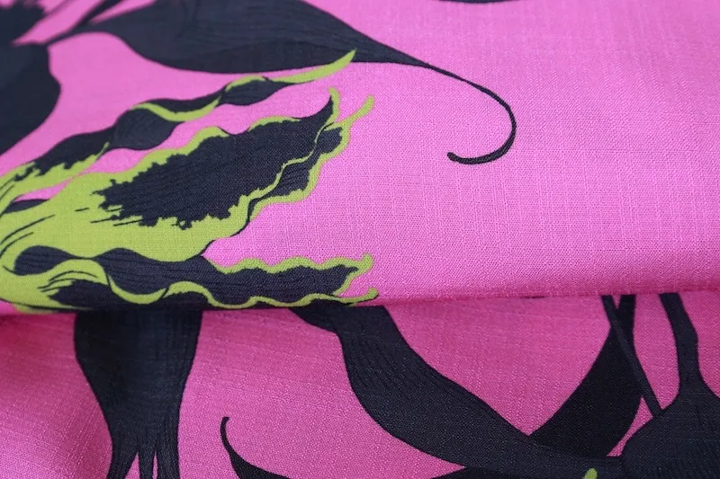 Brand New Yukata – Bushoan – Magenta Pink & Black – Gloriosa Lily – b60