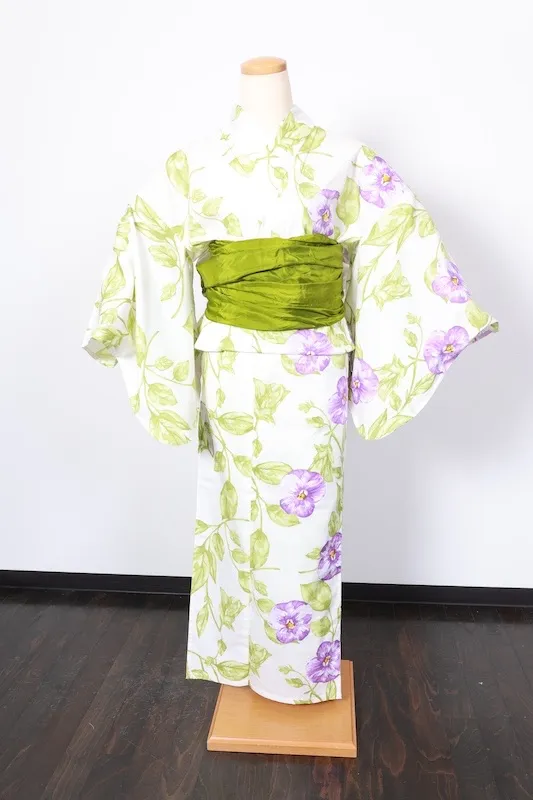 Yukata obi (used sash) - purple and white, kanoko shibori (fawn spot tie-dye) pattern, R66