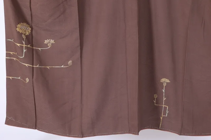 Tsukesage(Japan kimono) – Brand new and unused – Brown, gold, and oxidized silver –K294