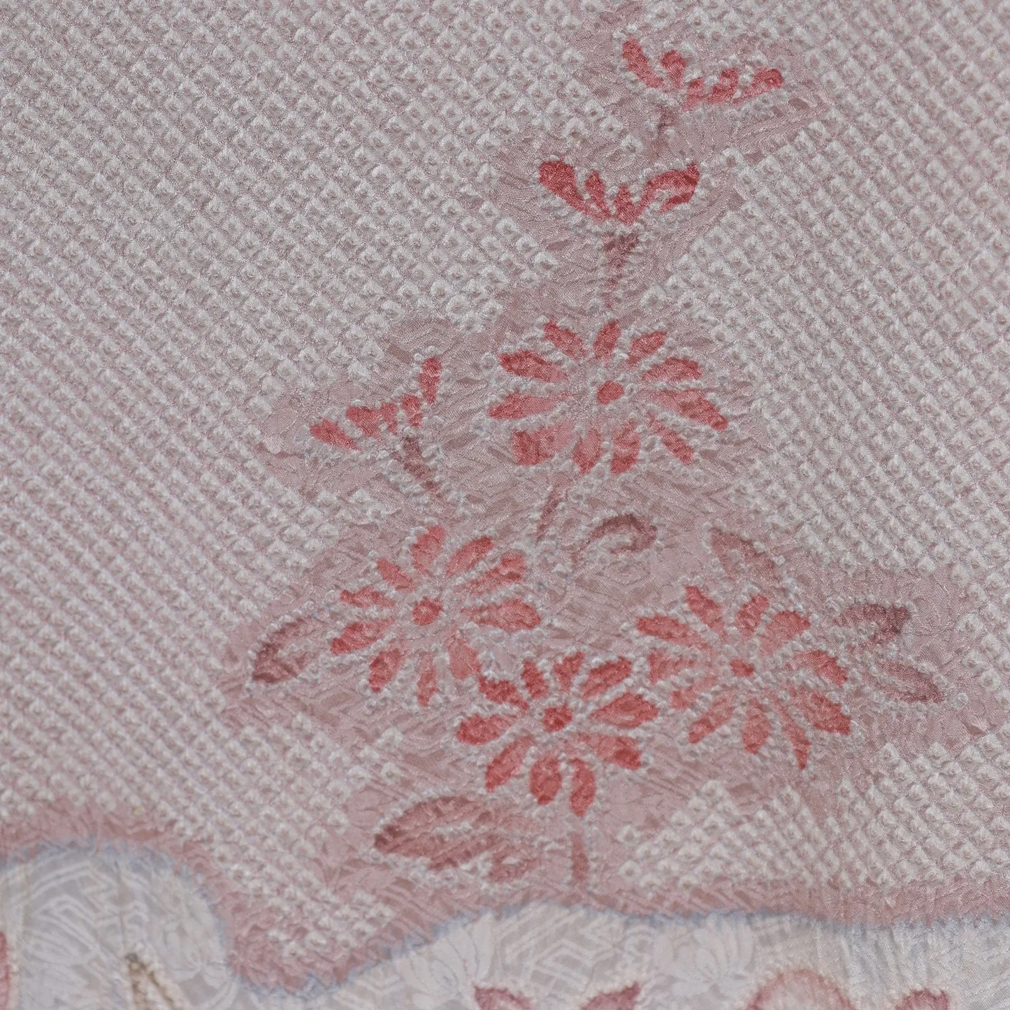 Brand new, unsewn *haori*  all-over *shibori* (tie-dye) in *hikitta* style; light brown with floral design / B006