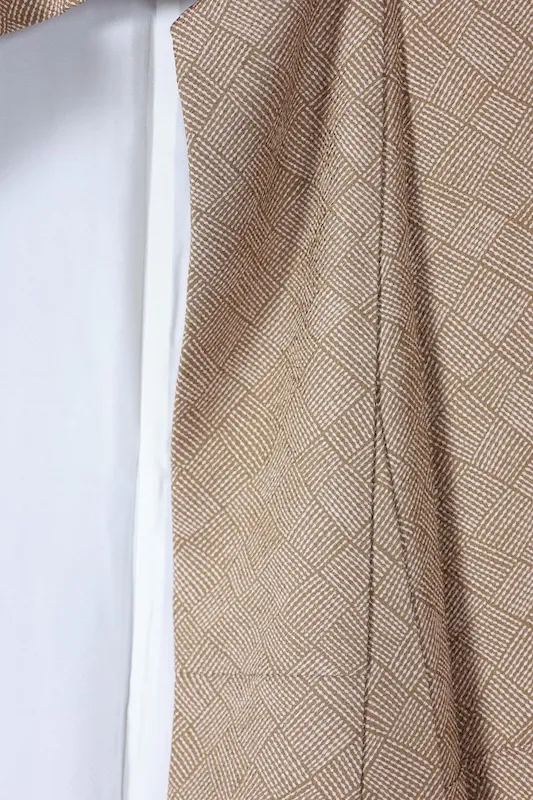 Komono ( kimono), brand new, unused, olive green and beige, woven pattern, B1384