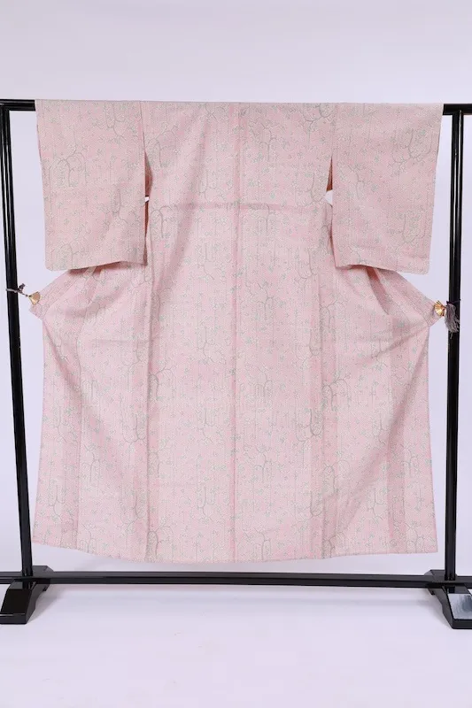 Shiozawa Tsumugi(Japan Pre-loved kimono) – Red, Gray, Yellow, Green(A088)