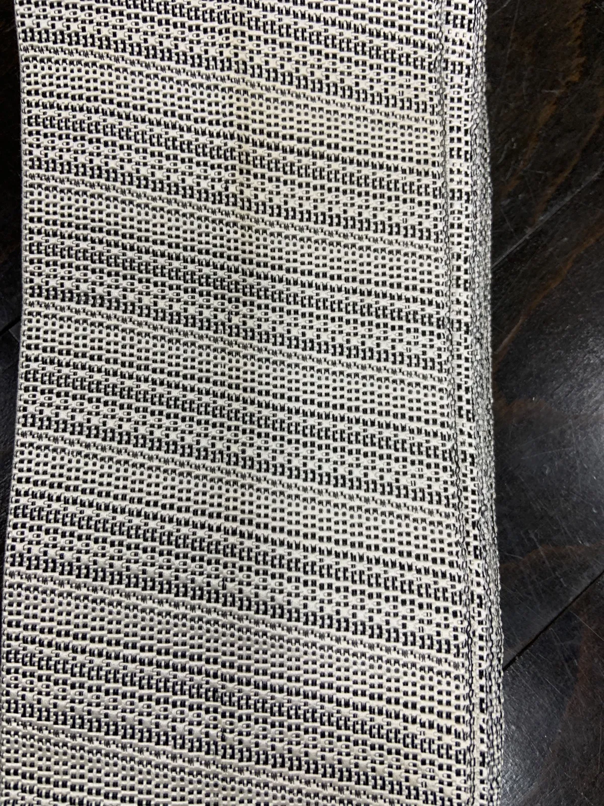 Men's Yukata Obi used(Sash) - White & Black Geometric Pattern - L123