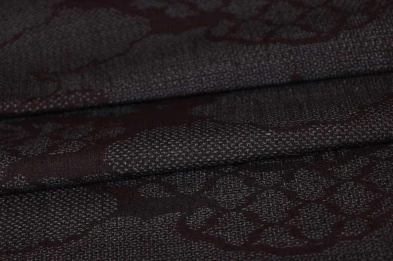 Silk textileIshige Yuki Tsumugi Silk Fabric, Brand New, Indigo Shades, Cloud Pattern, Hundred Tortoiseshell Pattern, Handwoven, L144