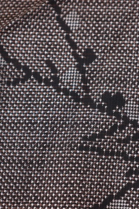 Japan used kimono  Oshima Tsumugi – Mud-dyed & Plant-dyed – Brown & Black – Plum Blossom Motif – 5-Maruki – T580
