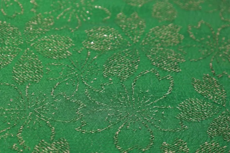 used Stole – Green & Gold – Cherry Blossom Petals – Os4