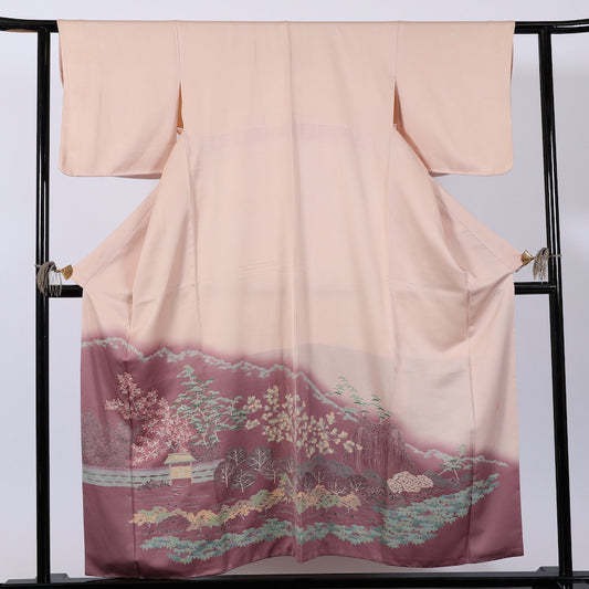 Japanese kimono  (Irotomesode) M-size 100% silk  / 　631