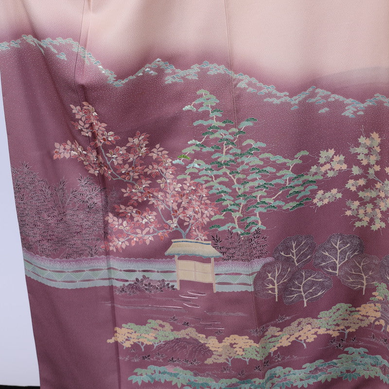 Japanese kimono  (Irotomesode) M-size 100% silk  / 　631