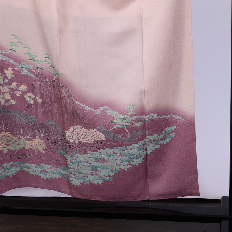 Japanese kimono  (Irotomesode) M-size 100% silk  / 　631