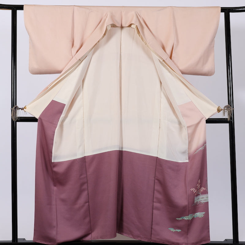 Japanese kimono  (Irotomesode) M-size 100% silk  / 　631