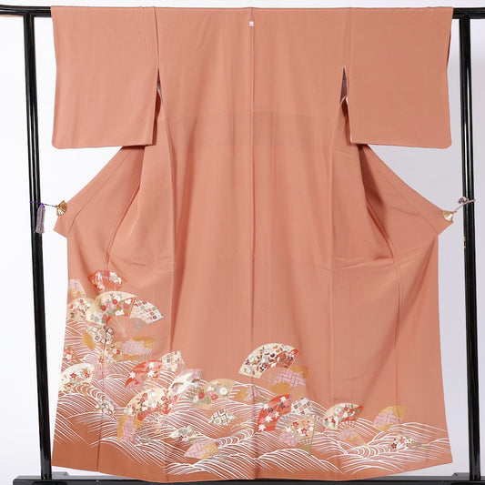 Used kimono  (Irotomesode) M-size 100% silk  / 1090