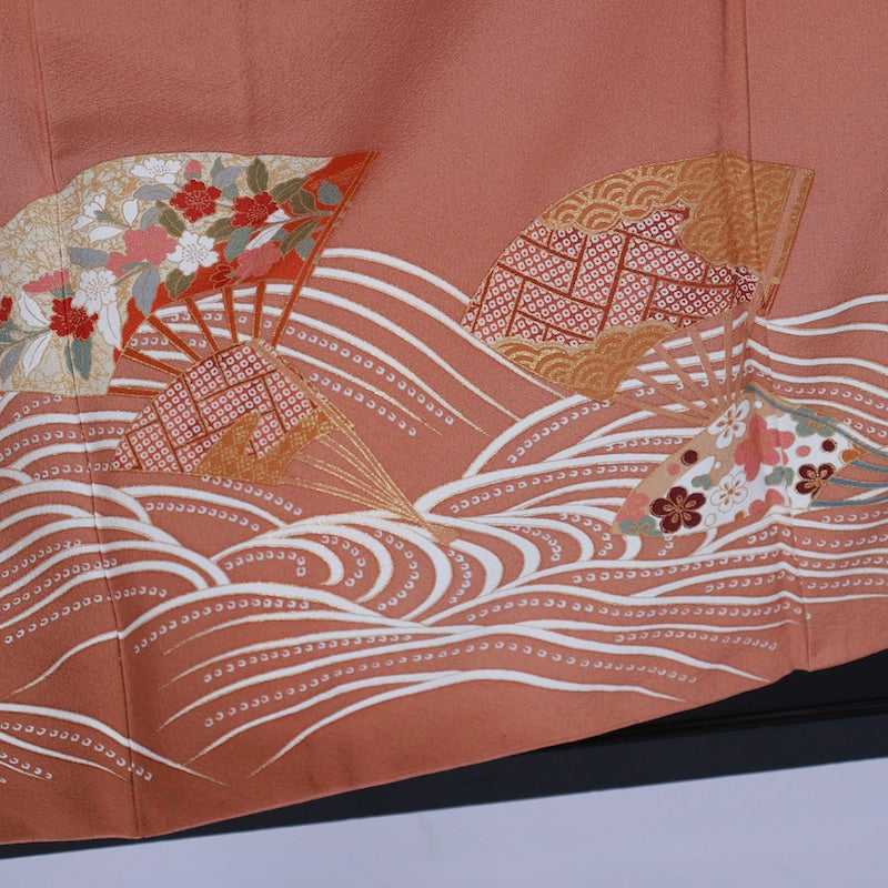 Used kimono  (Irotomesode) M-size 100% silk  / 1090