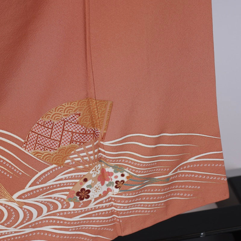 Used kimono  (Irotomesode) M-size 100% silk  / 1090