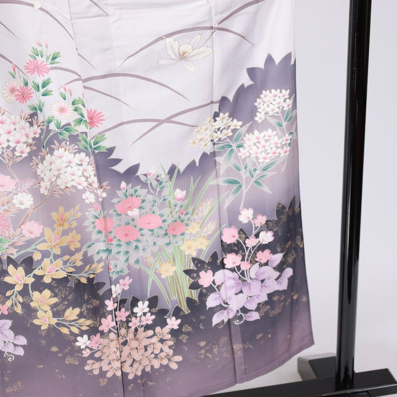 Used kimono  (Houmongi) M-size 100% silk  / 1091