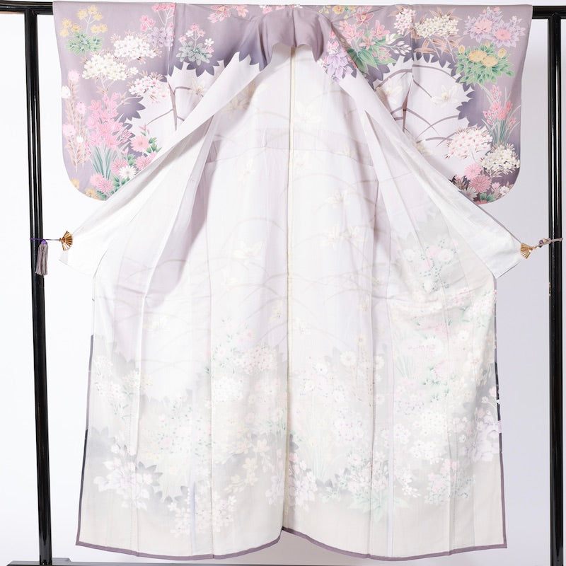 Used kimono  (Houmongi) M-size 100% silk  / 1091