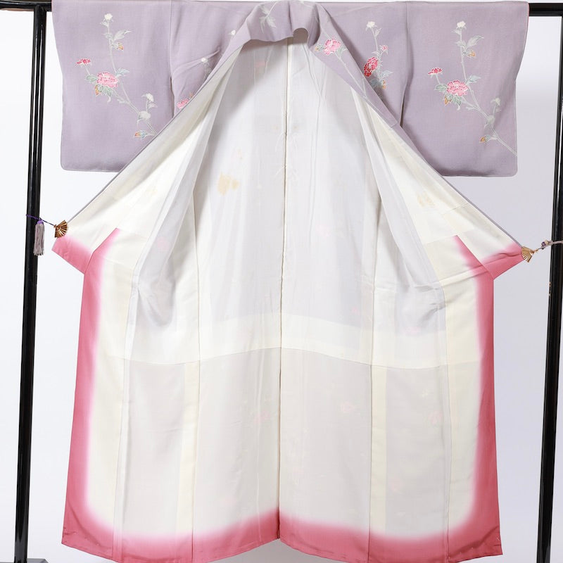 Used kimono  (Houmongi) M-size 100% silk  / 1099