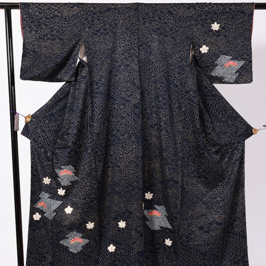 Used kimono  (Tsukesage) M-size 100% silk  / 1105