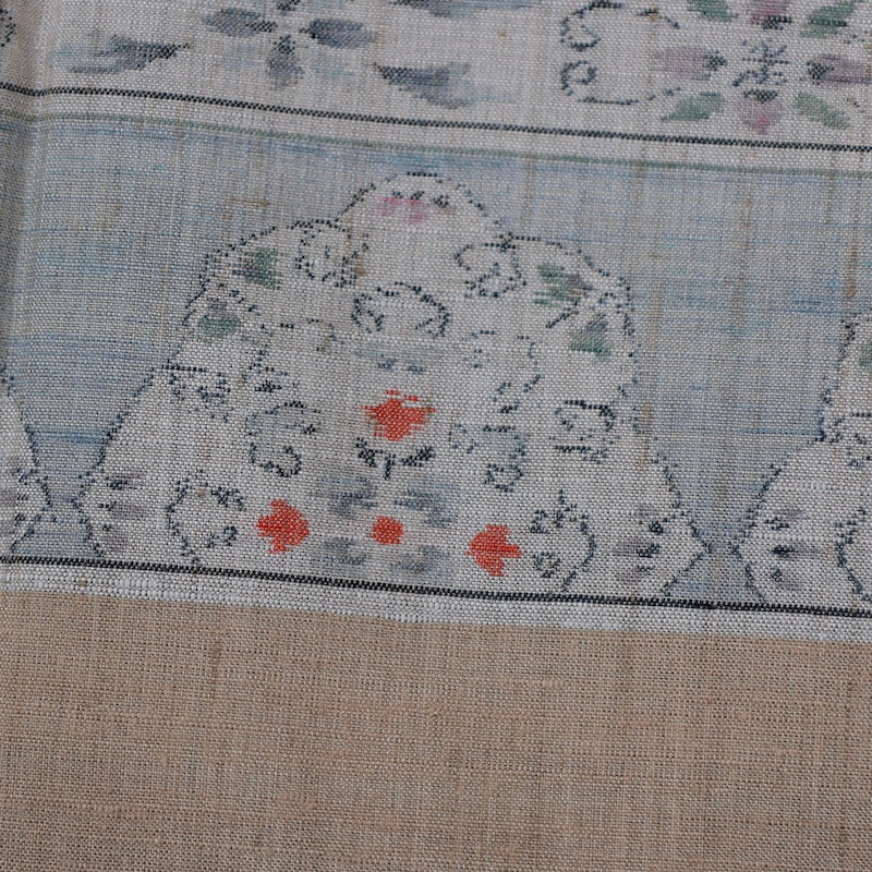 Used kimono  (Tsumugi) L-size 100% silk  / 1124