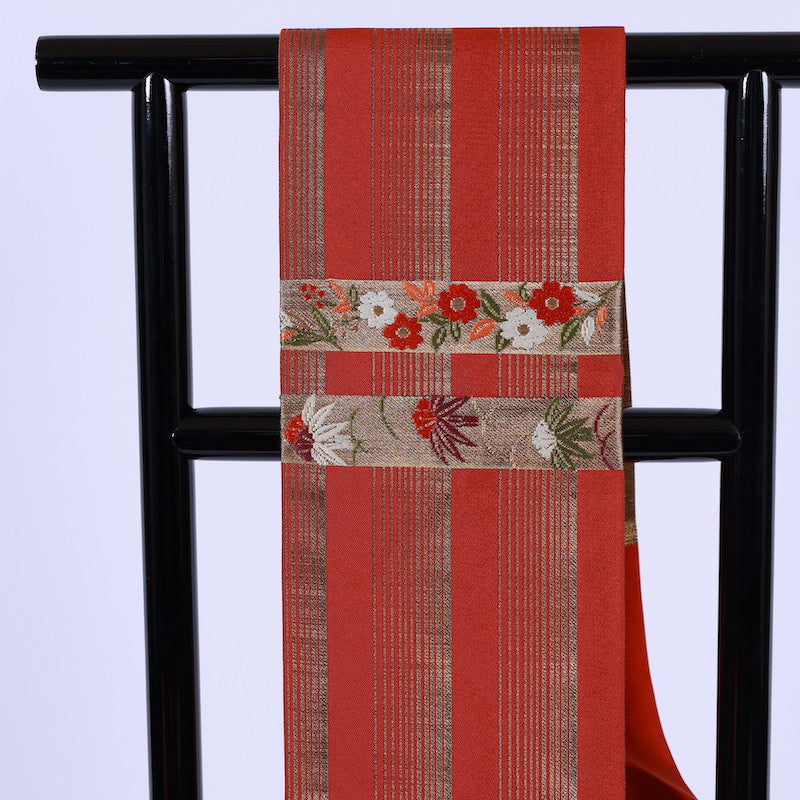 Japanese kimono sash belt (Nagoya-obi) polyester  / 723