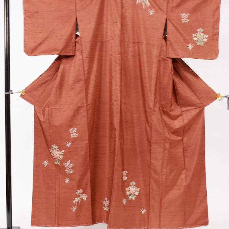 Used kimono  (Tsumugi) M-size 100% silk  /1131