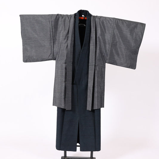 Used kimono, jacket 2piece set , men’s   M-size 100% silk  / 1180