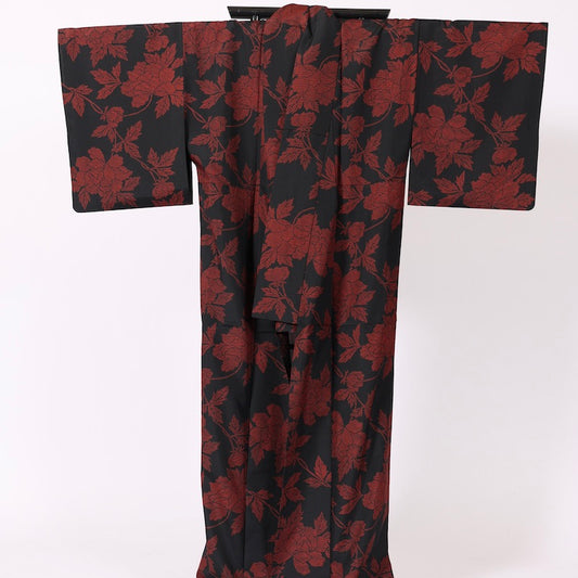 Used summer kimono  (Tsumugi) S-size washable   polyester  / 1224