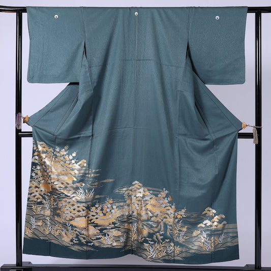 Japanese kimono  (Irotomesode) M-size 100% silk  / 909