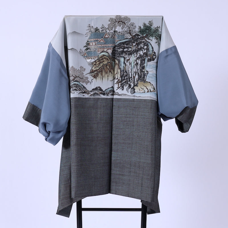 Japanese  men’s kimono ,haori(jacket) 2piece set. silk /916