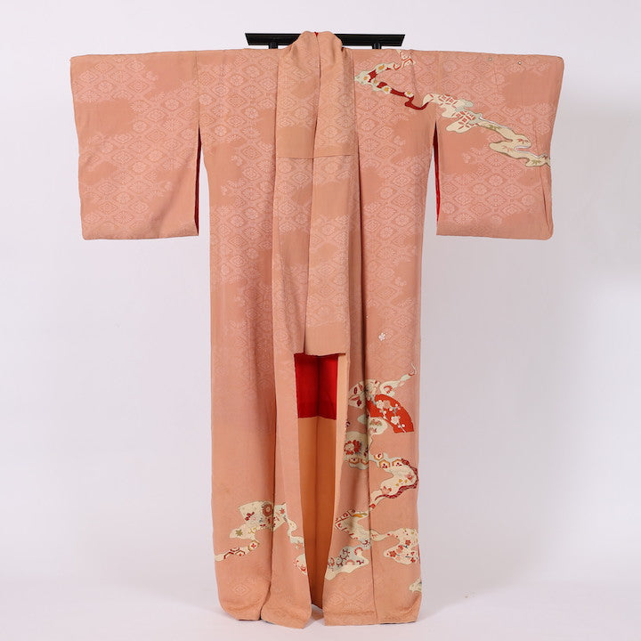 Atique Japanese kimono  (Tsukesage) S-size 100% silk  /  384