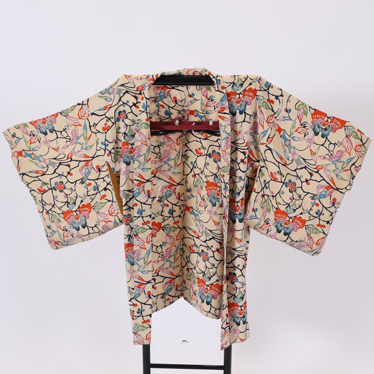 Antique Japanese kimono  Jacket (Haori) M-size 100% silk  / 459