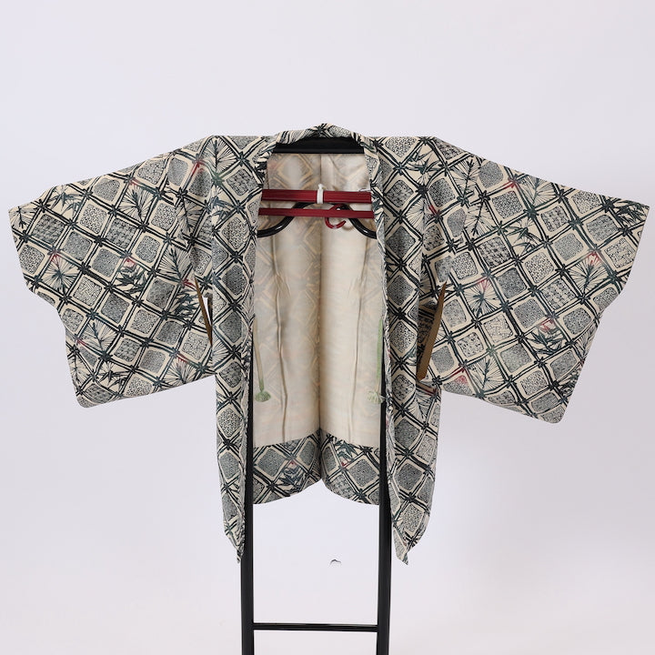 Vintage Japanese kimono  Jacket (Haori) S-size 100% silk  / 462