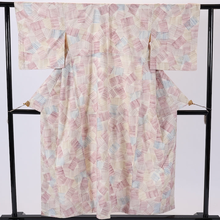 Japanese kimono  (Tsumugi) M-size 100% silk  / 501